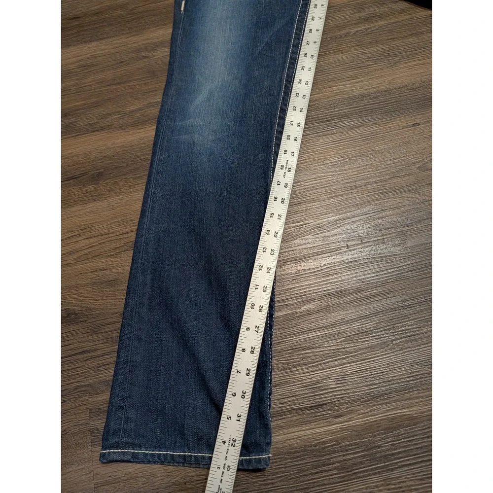 True Religion Billy Bootcut Jeans Mens 31 Dark Wash White Thick Stitch USA